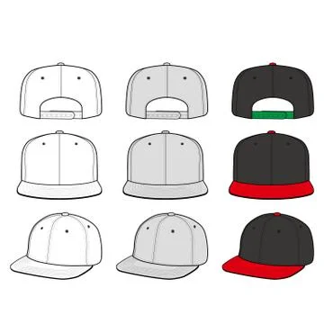 SNAPBACK Cap Fashion flat vector mockup design53 Illustrazione stock