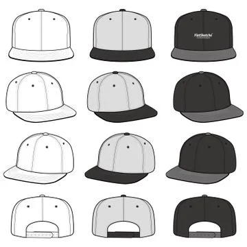 SNAPBACK Cap Fashion flat vector mockup design55 스톡 일러스트