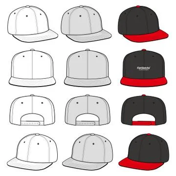 SNAPBACK Cap Fashion flat vector mockup design54 스톡 일러스트