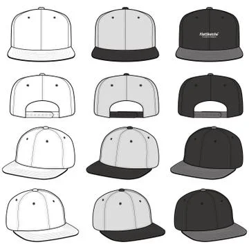 SNAPBACK Cap Fashion flat vector mockup design56 스톡 일러스트