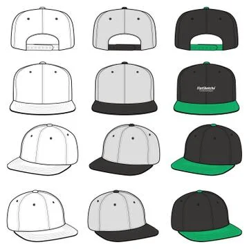 SNAPBACK Cap Fashion flat vector mockup design57 Illustrazione stock