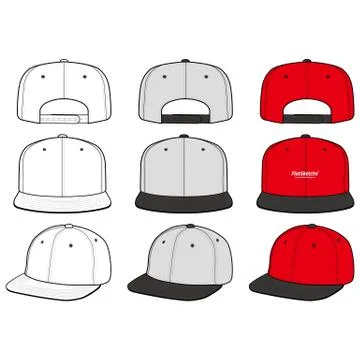 SNAPBACK Cap Fashion flat vector mockup design58 Stock Illustration