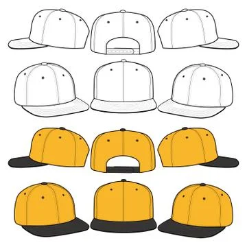 SNAPBACK Cap Fashion flat vector mockup design74 Stock Illustration