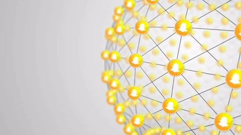 Snapchat Icon Link Connection Sphere Rotate Looping Animation 4K. Editorial.. Stock Footage 70512101
