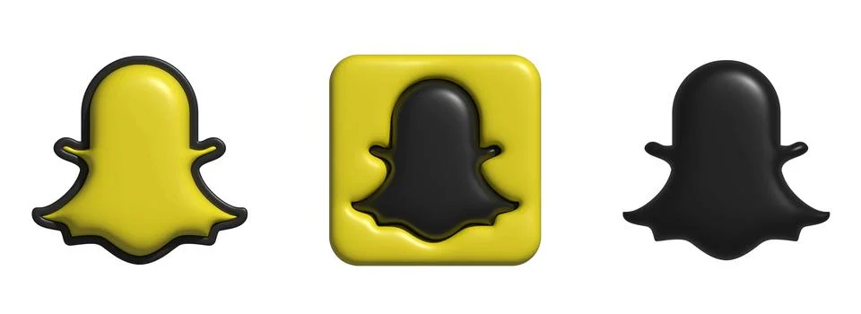 Snapchat logo. 3d vector. Snapchat social network 3d icon. Stock Illustration