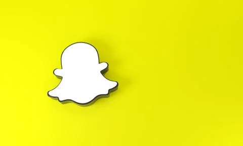 Snapchat logo with space for text and graphics on top view on Yellow backgrou Illustrazione stock