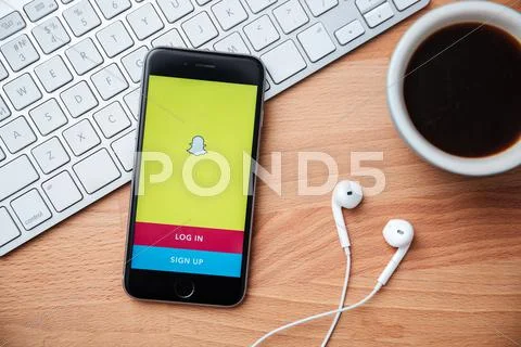 Snapchat is popular a photo messaging application Stock Photos