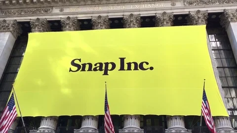 Snapchat's Snap Inc. makes IPO debut on the New York Stock Exchange.  Stock Footage 73058774