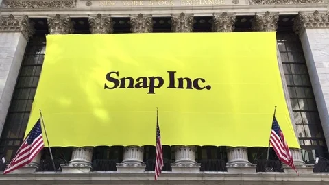 Snapchat's Snap Inc. makes IPO debut on the New York Stock Exchange.  Stock Footage 73058778