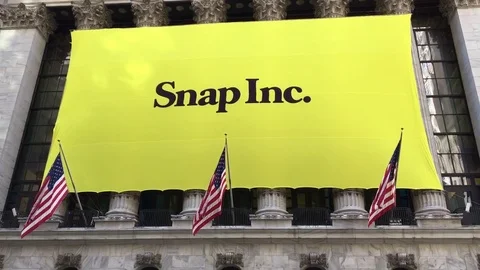 Snapchat's Snap Inc. makes IPO debut on the New York Stock Exchange.  Stock Footage 73058783