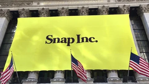 Snapchat's Snap Inc. makes IPO debut on the New York Stock Exchange.  Stock Footage 73058787