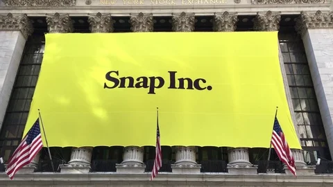Snapchat's Snap Inc. makes IPO debut on the New York Stock Exchange.  Stock Footage 73058788