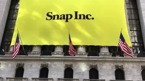 Snapchat's Snap Inc. makes IPO debut on the New York Stock Exchange.  Stock Footage 73058789