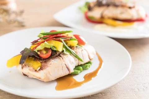 Snapper fish steak 스톡 사진
