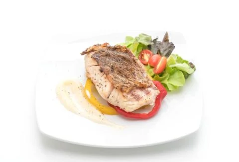 Snapper fish steak with vagetable Stock Photos