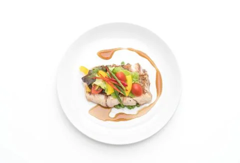 Snapper fish steak with vagetable Stock Photos