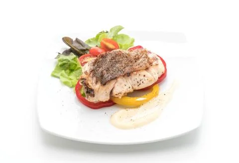 Snapper fish steak with vagetable Stock Photos