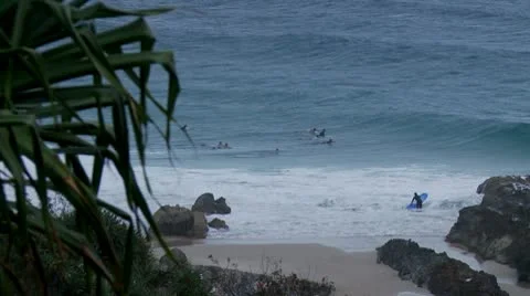 Snapper rocks surf lineup high angle Stockbeeldmateriaal 10599717