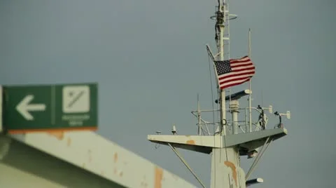 Snapping American Flag on Ferry Video stock 20498681