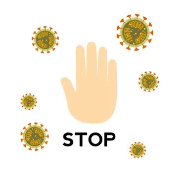 Snappy and text to stop the spread of Coronavirus 2019-nKov. Simple image virus Stock Illustration