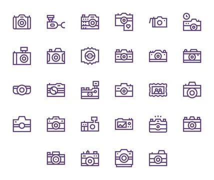Snapshot Essential Vector Set including 28 PIXEL Perfect Bold Line High Res.. Stock Illustration