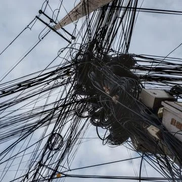 Snapshot of a vast assemblage of electric cables Stock Photos