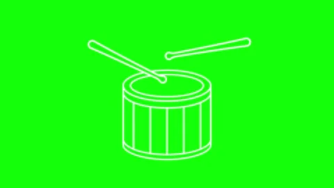 Snare drum, animated icon symbol of a snare drum being played 4k, green scree Stock Footage 328202419