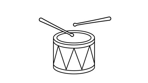 Snare drum, animated icon symbol of a snare drum being played 4k, green scree Stock Footage 328202420