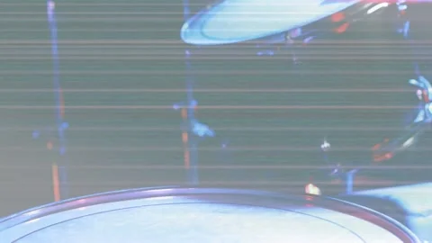 Snare drum head shifting up-right after red stick sweep revealing tom and Stock Footage 332731812