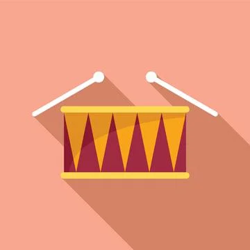 Snare drum icon flat vector. Music kit Illustrazione stock