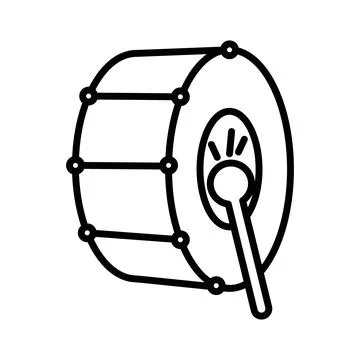 Snare Drum icon linear logo mark in black and white Stock Illustration