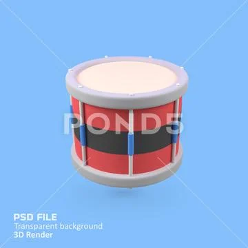 Snare drum isolated 3d render icon illustration PSD-Vorlage
