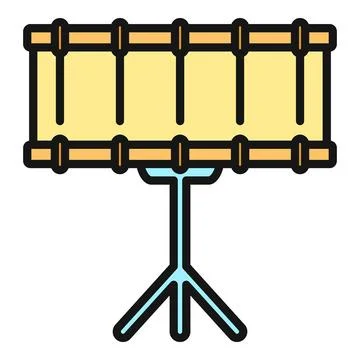 Snare drum percussion instrument on stand icon Stock Illustration