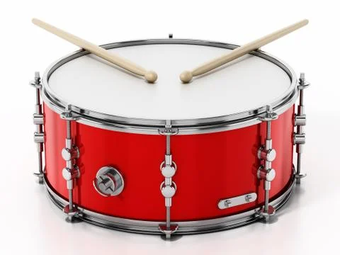 Snare drum set isolated on white background. 3D illustration Stock Illustration