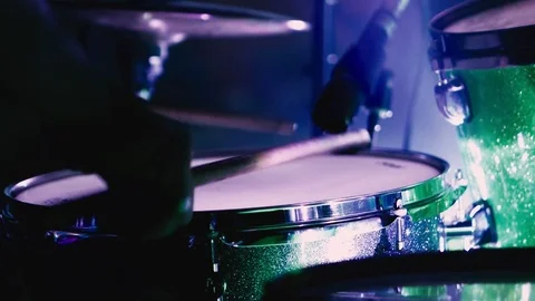 A snare drummer does a marching snare drum roll. Isolated over a white Stock Footage 81216591