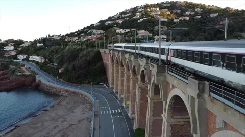 SNCF night train in the French Riviera Video stock 244917543