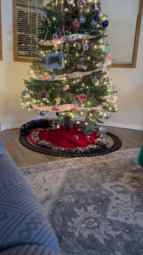 Sneak Attack On Holiday Train From Sphynx Cat, Bremerton, Washington, USA - 17 D Video stock 327876594