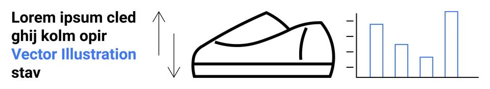 Sneaker and Bar Graph Design Highlighting Data Comparison with Placeholder Te Illustrazione stock