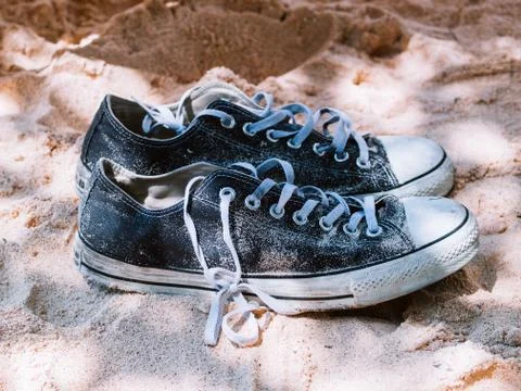 Sneaker on the beach Stock Photos