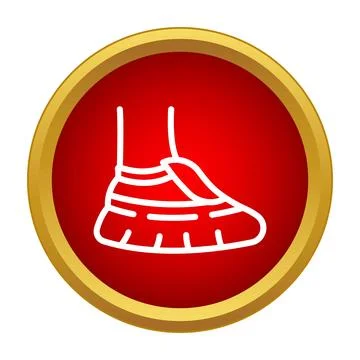 Sneaker on foot icon in red circle Stock Illustration