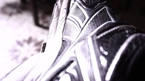 Sneaker in the foreground Stock Footage