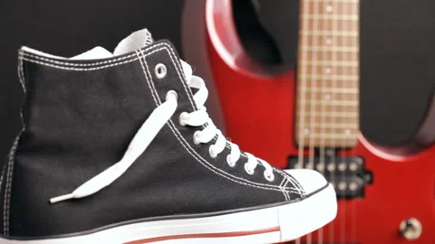 Sneaker with guitar Video stock 90042598
