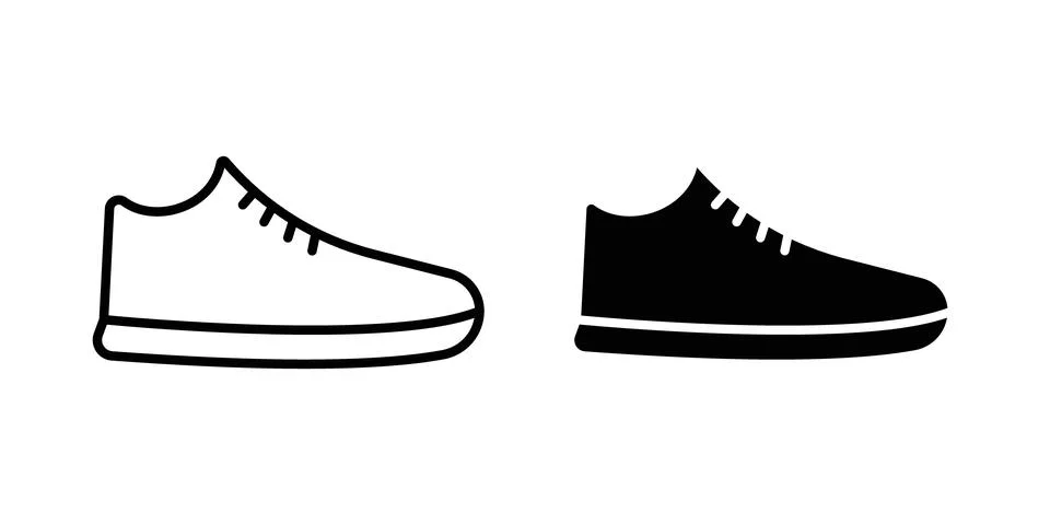 Sneaker icon thin line and clipart style vector set Stock Illustration