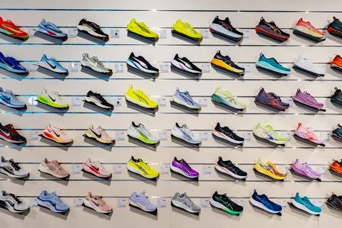 Sneaker models displayed  写真素材