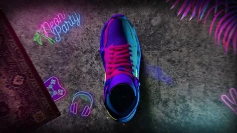 Sneaker nft. Sneaker in neon light. 3d graphics. Illustration Stock Footage 242449487