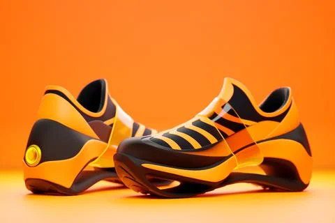 Sneaker premium 3d Render Object isolated on a orange background イラスト素材