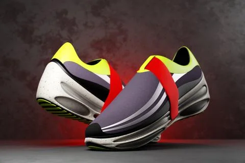 Sneaker premium 3d Render Object isolated on a black background イラスト素材