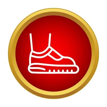 Sneaker running shoe icon in red circle Stock Illustration
