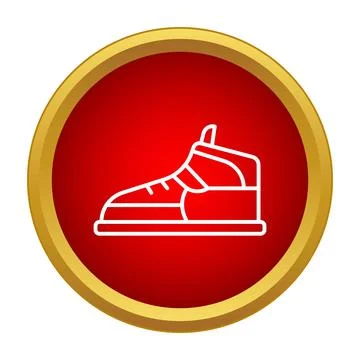 Sneaker shoe high top icon in red circle Stock Illustration