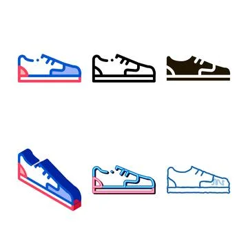 Sneaker shoe icon forms vector outline Stock Illustration